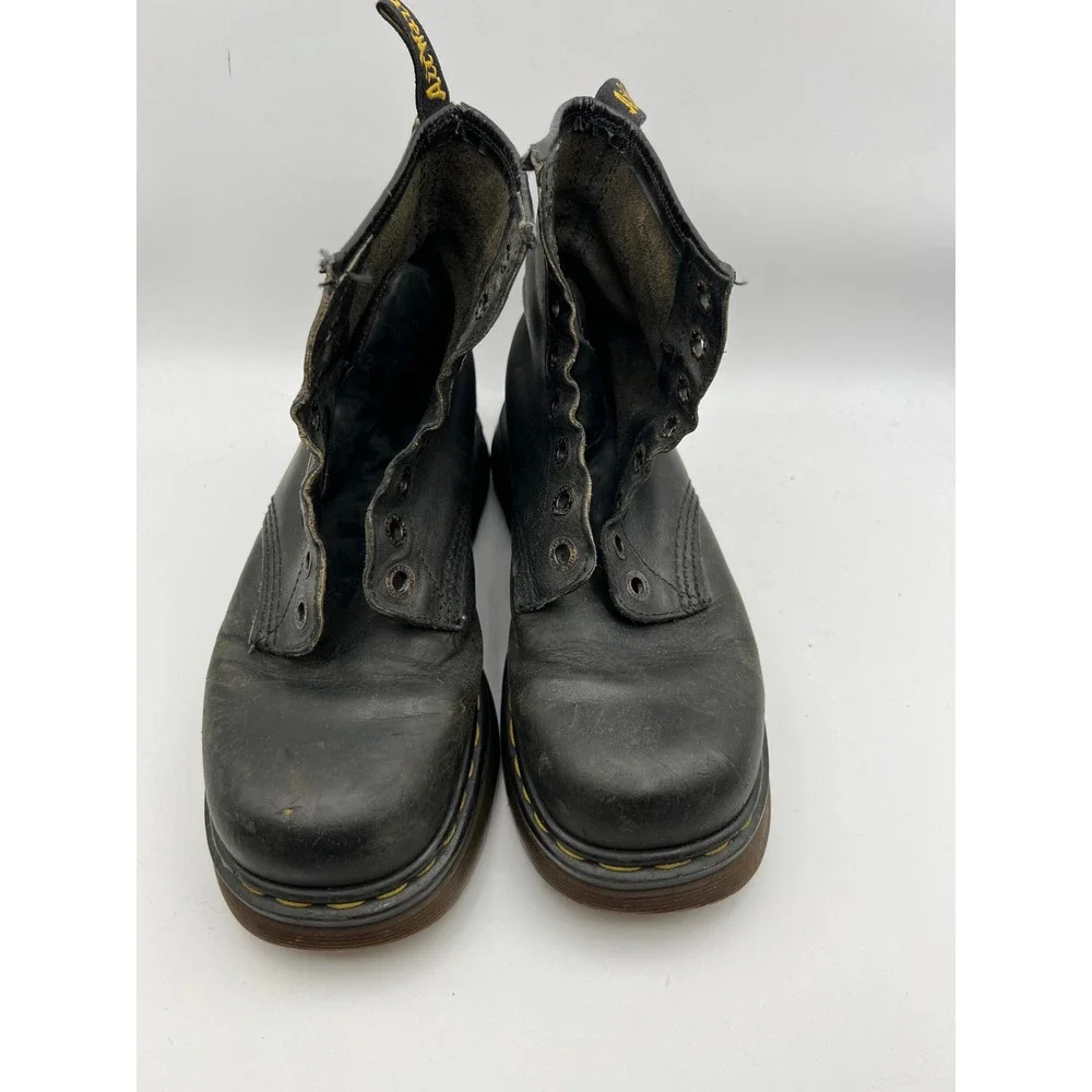 Vintage Dr Martens England Black Leather Square Toe Platform Boots Mens 8.5-9